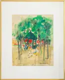 Park Scene by Mary Jo Schwalbach, 1974, Watercolor on Paper, sold Jul 2025