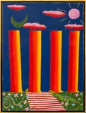 Vale do amanhecer" [Dawn Valley] by Francisco Galeno, 1985, Oil on Wood Board, sold Jul 2025