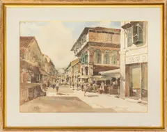 Singapore Old Chinatown Street Scene by Ong Kim Seng, 1982, Watercolor on Paper, sold Jul 2025