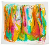 La Eternidad de Ella" [Her Eternity] by Gabriela Tolomei, 2016, Acrylic and Ink on Unstretched Canvas, sold Jul 2025