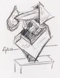 Abstract Expressionist Sculpture Study by Seymour Lipton, 1977, Oil Crayon on Paper, sold Jul 2025