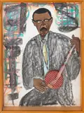 Danny Barker by Morgan Monceaux, 1994, Mixed Media on Paper, sold Jul 2025