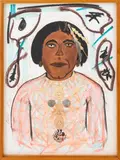 Chief Kintpuash Captain (Captain Jack) by Morgan Monceaux, 1993, Mixed Media on Paper with Collage Elements, sold Jul 2025