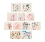 Eleven Surrealist Compositions by Eva Bouzard-Hui, 1993, Ink on Chinese Rice Paper, sold Jul 2025