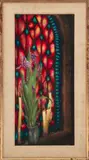 Irises and Stained Glass by Charles Blum, 1962, Oil on Masonite, sold Jul 2025