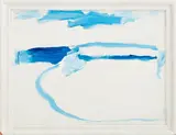 Untitled (Daydreaming on this Winter Night About Being at the Beach) by Hiram Alfredo Rodriguez-Mora, Acrylic and Ceiling Paint on Plywood, sold Jul 2025
