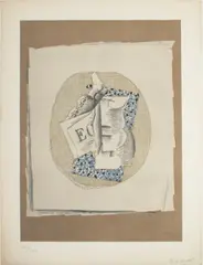 Verre et Journal" [Glass and Diary] by Georges Braque, 1914, Lithograph in Colors, sold Jul 2025