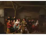 Wirtshausszene mit Feiernden Bauern by Jan Miense Molenaer, oil on panel, sold Jun 2024