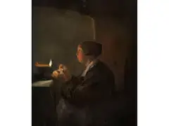 Frau bei Kerzenlicht by Gerard ter Borch, oil on panel, offered Jun 2023