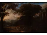Brunnen, Wagen und Reisenden by Bartolommeo Torregiani, oil on canvas, offered Apr 2016