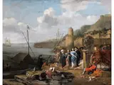 Handelsszene mit Schiffen vor Einer Italienischen Stadt by Jan Griffier d. Ä., oil on canvas, sold Dec 2025