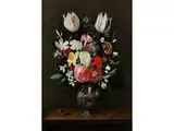 Stillleben mit Blumenstrauss in Einer Chalcedon-vase by Jan van den Hecke d. Ä., oil on panel, sold Jun 2026
