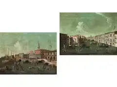 Blick in den Kanal hin zur Rialtobrücke by Gaetano Vetturali, oil on canvas, sold Dec 2022