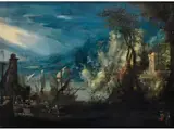 Felsige Landschaft mit Hafen by Paul Bril, oil on canvas, sold Mar 2024