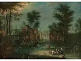 Dorfgracht mit Booten by Josef van Bredael, 1688 Antwerpen – 1739 Paris, oil, offered Sep 2021
