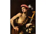 David mit dem Haupt des Goliath by Caravaggist des 17. Jahrhunderts, oil on canvas, offered Jun 2021