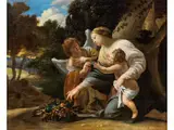 Die Jungfrau Maria mit dem Kind und Einem Engel by Simon Vouet, oil on canvas, offered Jun 2026