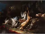 Jagdstillleben by Gaetano Cusati, oil on canvas, offered Mar 2015