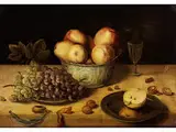 Stillleben mit Früchten, Porzellanschale und Weinglas by Osias Beert d. Ä., oil on panel, offered Jul 2018