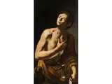Bildnis des Jugendlichen Johannes des Täufers by Neapolitanischer Caravaggist des 17. Jahrhunderts, oil on canvas, sold Sep 2019