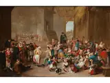 Feiernde Bauerngesellschaft by Matheus van Helmont, oil on canvas, sold Sep 2019