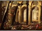 Samson Bringt den Tempel der Philister zum Einsturz by genannt „Micco Spadaro“ Domenico Gargiulo, oil on canvas, offered Jun 2016