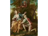 Galante Szene mit Jungem Paar by Samuel Massé, oil on canvas, offered Jun 2019