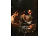 Der Evangelist Matthäus mit dem Engel by Caravaggist des 17. Jahrhunderts, oil on canvas, offered Mar 2021