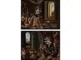 Prunkstillleben in Höfischem Innenraum by Antonio Gianlisi d. J., oil on canvas, offered Mar 2019