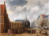 Blick auf den Grote Markt in Haarlem by Salomon Rombouts, oil on panel, sold Sep 2024