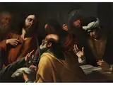 Jesus vor Petrus, der den Fisch mit dem Silberstück Hält by Gregorio Preti, oil on canvas, sold Sep 2022
