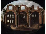 Architekturcapriccio mit Figurenstaffage by Viviano Codazzi, oil on canvas, sold Jun 2024