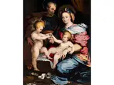 Heilige Familie mit dem Johannesknaben by Perin del Vaga, oil on canvas, offered Sep 2025