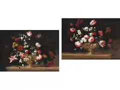 Blumen in Goldenen Prunkvasen by Nicolas Baudesson, oil on canvas, sold Mar 2023