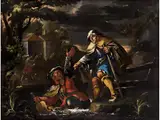Zwei Sich Helfendende Blinde by Bernhard Keil, oil on canvas, offered Mar 2024