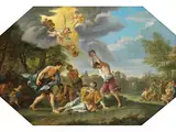 Die Steinigung der hl. Stephanus by Filippo Lauri, oil on canvas, sold Jun 2025