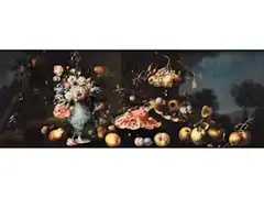 Grosses Obst- und Blumenstillleben by Francesco Lavagna, oil on canvas, offered Mar 2023