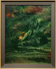 Surreal Landscape by George Bertucelli, 1962, oil on board, sold Mar 2024
