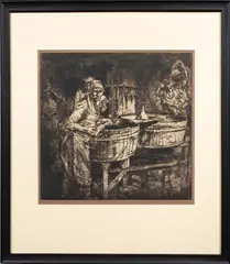 Untitled by Frank Brangwyn, etching, sold Mar 2024