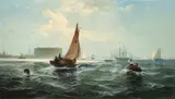 New York Bay from the Battery by Edward Moran, 1871, oil on canvas, sold Apr 2024