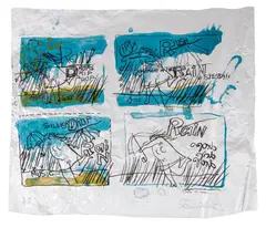 Comic Panel by Elfi Schuselka, Mixed Media on Aluminum Foil, sold Jul 2025