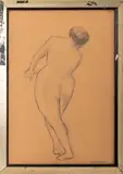 Standing Nude Woman by L. Friedman, Charcoal on Paper, sold Jul 2025