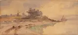 On the Edge of the Sea by Louis K. Harlow, Watercolor on Paper, sold Jul 2025