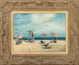 Beach Scene by James Seeman, Oil on Canvas Board, sold Jul 2025