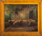 Flock of Sheep by W. Benson, Oil on Canvas, sold Jul 2025