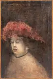 Portrait of a Woman with Feather Hat by Marlene Sellers, Oil on Canvas, sold Jul 2025
