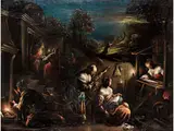 Die Vision Joachims by Francesco Bassano d. J., oil on canvas, sold Jun 2023