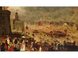 Venedig – Festlicher Empfang der Prunkschiffe im Canal Grande by Louis de Caullery, oil on panel, sold Dec 2024