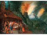Die Versuchung des Heiligen Antonius by Jan Brueghel d.J., oil, sold Mar 2025