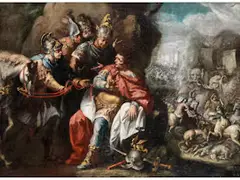 Scipio Bereitet Sich auf das Duell mit Hannibal Während der Schlacht von Zama vor by Francesco Fontebasso, oil on canvas, offered Jun 2025
